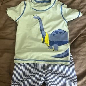 Dinosaur Print bathing suit - Green and Blue